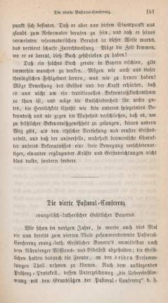 151-173 Die vierte Pastoral-Conferenz evangelisch-lutherischer Geistlicher Bayerns