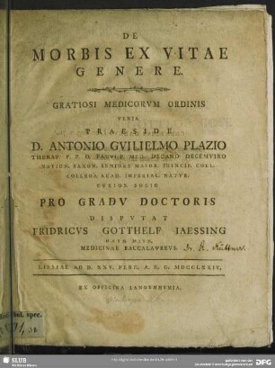 De Morbis Ex Vitae Genere