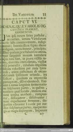 Caput VI. Causae, Quae Variolis Occasionem Praebent, Exponuntur