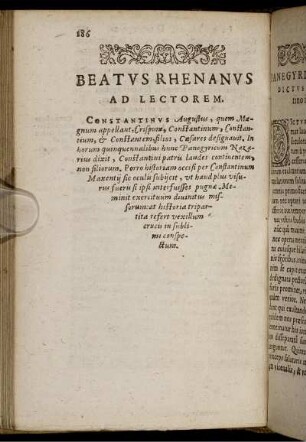 Beatus Rhenanus Ad Lectorem