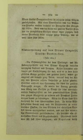 35. Ländertheilung auf dem Wiener Congresse. Teutsche Bundes-Acte. (Jahr 1815.)