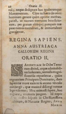 Regina Sapiens. Anna Austriaca Gallorum Regina Oratio II.