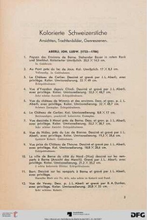 Kolorierte Schweizerstiche (Nr. 1-152)
