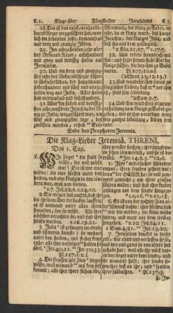 Die Klag-Lieder Jeremia. Threni