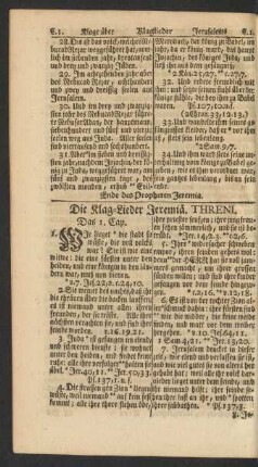 Die Klag-Lieder Jeremia. Threni
