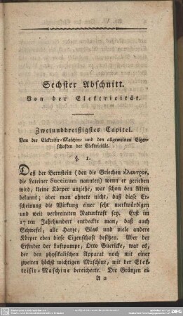 Sechster Abschnitt. Von der Elektricität