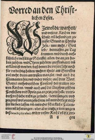 Vorred an den christlichen Leser