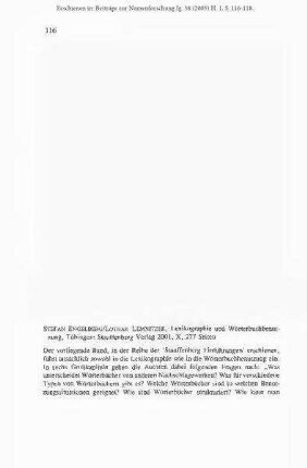 Rezension von: Stefan Engelberg / Lothar Lemnitzer: Lexikographie und Wörterbuchbenutzung