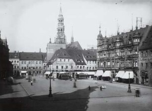 Zwickau, Hauptmarkt : Zwickau. Hauptmarkt. Blick gegen Turm der Marienkirche von Südosten