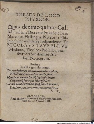 Theses De Loco Physicae