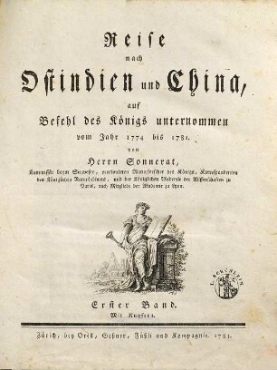 Reise nach Ostindien und China : auf Befehl des Königs unternommen vom Jahr 1774 bis 1781., 1