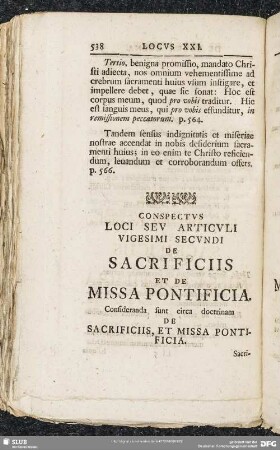 Locus XXII. De Sacrificiis Et De Missa Pontifica