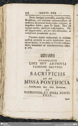 Locus XXII. De Sacrificiis Et De Missa Pontifica