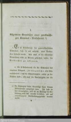 I. Allgemeine Grundsätze eines zweckmässigen Kriminal-Verfahrens