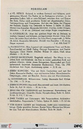 I. Porzellan (Nr. 1-32)