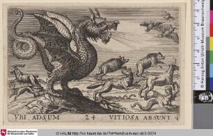 [Ein Drache vertreibt andere Tiere; Dragon Fighting Other Animals]