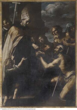 Der heilige Thomas von Villanova gibt den Armen und Krüppeln Almosen