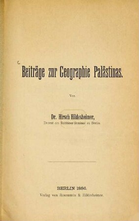 Beiträge zur Geographie Palästinas : (aus dem Talmud)
