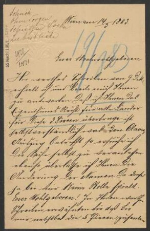 Brief an Adolph Fürstner an Adolph Fürstner  : 14.03.1883