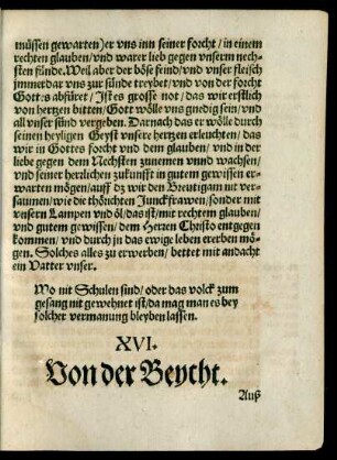 XVI. Von der Beycht.