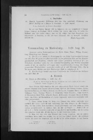 Versammlung zu Marienburg. - 1426 Aug. 18.
