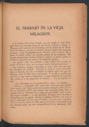 El trabajo de la vieja milagros