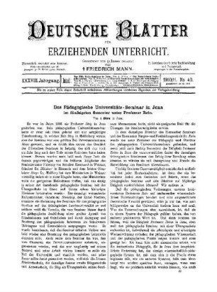 Das Pädagogische Universitäts-Seminar in Jena : im fünfzigsten Semester unter Professor Rein