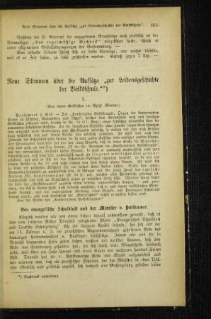 Neue Stimmen über die Aufsätze "zur Leidensgeschichte der Volksschule"