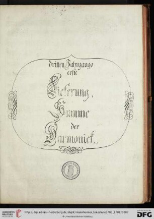 Dritten Jahrgangs erste Lieferung, Summe der Harmonick
