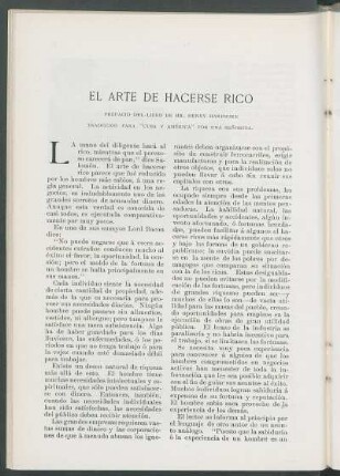 El arte de hacerse rico. [Continuación] : Prefacio del libro de Mr. Hardwicke. Traducido para "Cuba y América" por una señorita.