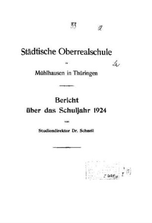 1924/25: Bericht über das Schuljahr ... - 1924/25