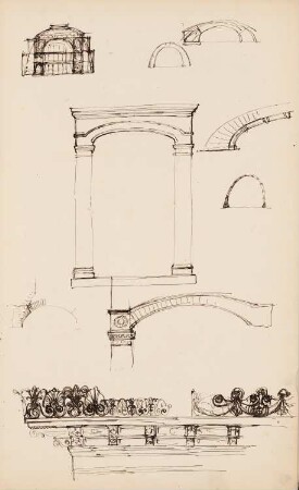 Pavillon: Ansicht, Details (aus: Skizzenalbum 3)