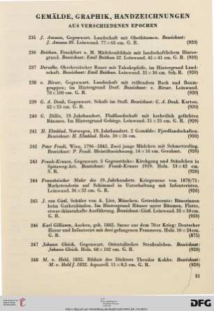 Gemälde, Graphik, Handzeichnungen (Nr. 235-300)