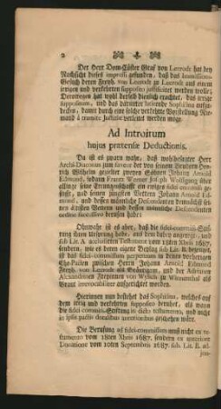 Ad Introitum hujus praetensae Deductionis