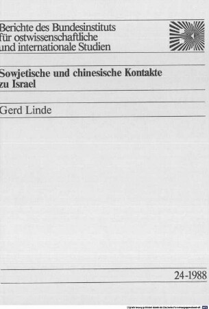 Sowjetische und chinesische Kontakte zu Israel