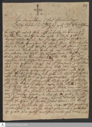 Brief von Charlotte Sophie v. Dennstädt an Gotthilf August Francke.