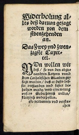 Widerholung alles deß darvon gesagt vorden ... Das Zwey und zwenzigste Capittel.