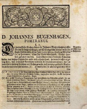 Johann David Jänckens Ausführliche und mit Urkunden versehene Lebens-Geschichte des vortrefflichen Kirchenlehrers D. Johann Bugenhagens, sonst auch D. Pommer genannt