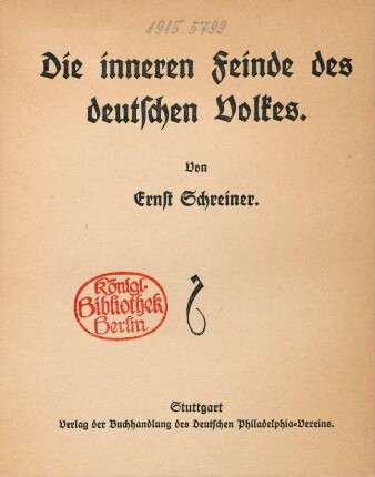 Die inneren Feinde des deutschen Volkes