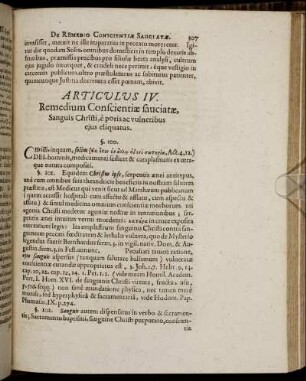 Articulus IV. Remedium Conscientiæ sauciatæ, Sanguis Christi, e poris ac vulneribus ejus eliquatus.