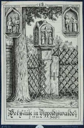 Die Betsäule aus dem 15. Jahrhundert in Dippoldiswalde, S. 48 aus den Bergblumen, "Illustrirte Blätter für Heimaths- und Alterthumskunde. Hrsg. Von d. Historischen Section des Gebirgsvereins f. d. Sächsische Schweiz.", 1892