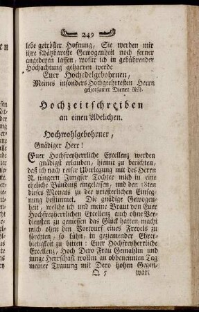 Hochzeitschreiben an einen Adelichen