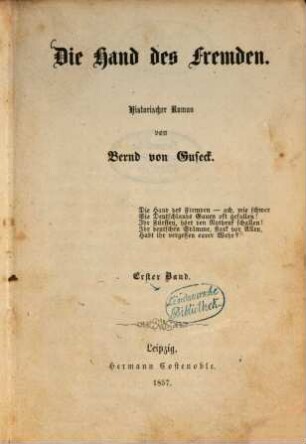 Die Hand des Fremden : Historischer Roman, 1