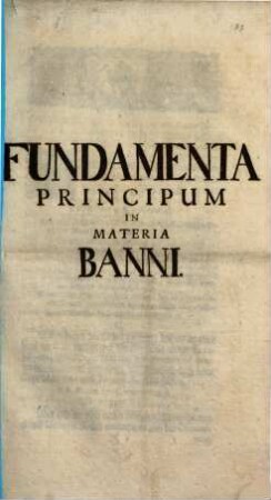 Fundamenta Principum In Materia Banni