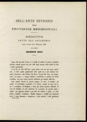 DELL'ARTE VETRARIA NELLE PROVINCIE MERIDIONALI