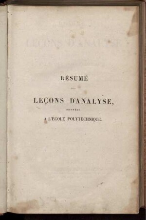 Cours 1: Résumé des leçons d'analyse données à l'école polytechnique. Cours 1