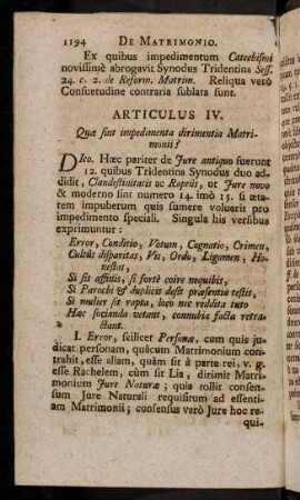 1194-1207, Articulus IV. Quae sint impediment dirimentia Matrimonii?