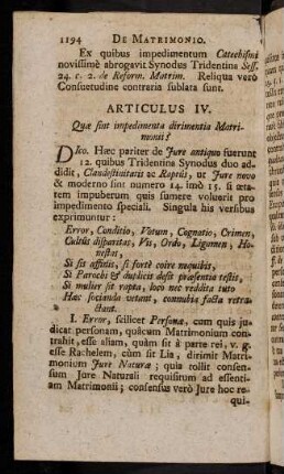 1194-1207, Articulus IV. Quae sint impediment dirimentia Matrimonii?