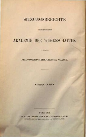 Sitzungsberichte. 90. 1878