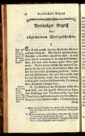 Vorläufiger Begriff der allgemeinen Weltgeschichte.